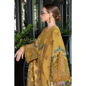 Tela de Chifón de Lujo para Vestidos Formales, Diseño Maria B. Eid Edition-EL-23-06-Mustard, Estilo Formal para la Temporada de Verano-TC-604 - Product Image 5