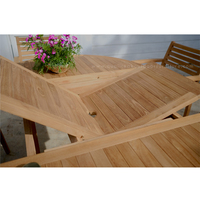Mesa Extensible Ovalada de Teca Económica para Jardín, Serie Kerinci