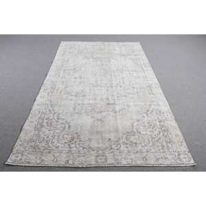 พรมตุรกีขนาดใหญ่ 5.1x8.3 ฟุต สีเทา พรมวินเทจสไตล์โอเรียนทัล - Product Image 1