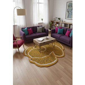 Alfombra de Lana Irregular de Lujo Hecha a Mano, Diseño Orgánico Azul, Alfombra Personalizada para Decoración del Hogar con Respaldo de Látex, Regalo de Año Nuevo - Product Image 3