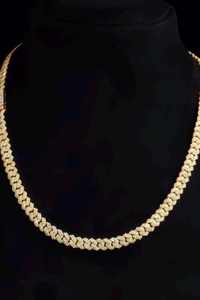 Collar de Cadena Cubana Chapado en Oro con Incrustaciones de Circonitas, Joyería Hip Hop de Moissanita, Regalo para Fiestas Ortodoxas - Product Image 2