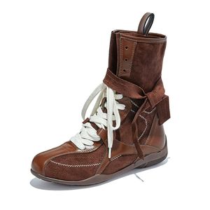 Femmes Lace Up Martin Boots Vintage British Style Western Cowboy Ankle Boots Retro Leather Combat Boots Fashion Casual Shoes - Product Image 6