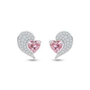 Boucles d'oreilles clous en forme de cœur et de goutte d'eau pour femme, en argent sterling 925, diamant taille princesse, or 14 carats, saphir - Product Image 1