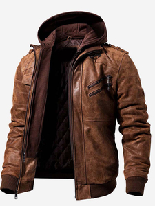 Wholesale High Quality Custom Logo Genuine Leather <b>Jacket</b> Zipper up Black Autumn Plain <b>Jacket</b> for <b>Men</b> - Product Image 2