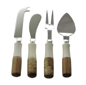 Juego de cuchillos de queso de acero inoxidable dorado de calidad de tendencia Mango de resina verde Diseño personalizado Embalaje de color Cuchillo de tabla de queso - Product Image 4