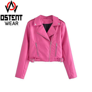 Blouson en cuir de mouton rose sur mesure pour homme, coupe-vent chauffant à col montant et fermeture éclair frontale, style décontracté et urbain, vente en gros - Product Image 3