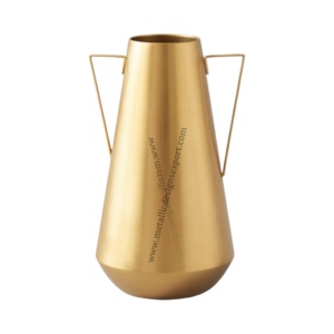 Elegante florero de metal dorado para decoración moderna del hogar Arreglos florales elegantes con asas en ángulo para florero de piso de boda - Product Image 5