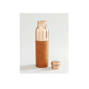Bouteille en cuivre avec revêtement en cuir, véritablement faite à la main, de haute qualité, pour hôtel, maison, cuisine, table, bureau, salle de sport, pique-nique - Product Image 3