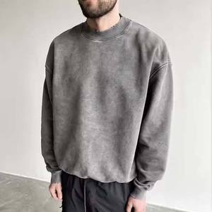 Oversized Acid Wash Zipper Unisex Heavyweight Black Hoodie Streetwear Sudadera Blank hoodies hombres - Product Image 3