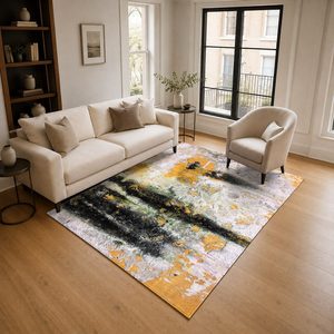 RUGS DEPOT LXDP-0583 Wholesale Terracotta Gold Contemporary Geometric Digital Printed Machine Washable Chenille Rug Non <b>Slip</b> - Product Image 2