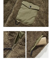 Veste d'hiver en polaire sherpa camouflage écologique avec patchwork de lettres, respirante, à fermeture éclair, style streetwear, personnalisable pour homme (OEM)