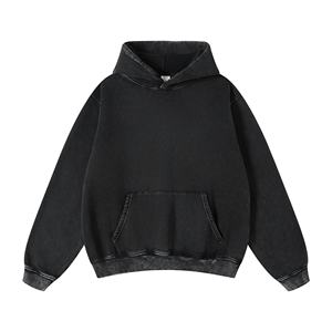 เสื้อฮู้ดดี้โอเวอร์ไซส์ผ้าฟลีซเนื้อหนา 100% ผ้าฝ้าย ลวดลายวินเทจฟอกสี ปักโลโก้ตามสั่ง สำหรับฤดูหนาว สไตล์ฮิปฮอป - Product Image 1