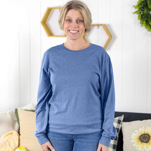 T-Shirt à manches longues en coton peigné respirant femmes lâche grande taille couleurs T-shirt à manches longues pur - Product Image 2