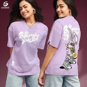 Camiseta de alta calidad 100% algodón logotipo personalizado ropa camiseta suelta para mujer - Product Image 4