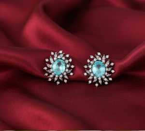 À la mode Noir Rhodium Polonais Fantaisie Conception CZ AD Pierre Boucles D'oreilles Tops Élégant Américain Diamant Partie Porter Des Bijoux pour Les Femmes - Product Image 1