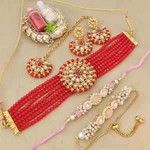 Conjunto de collar de Gargantilla tradicional y Combo de diseñador Rakhi para mujeres y hermanos Regalo étnico perfecto para Raksha Bandhan, festivales - Product Image 6