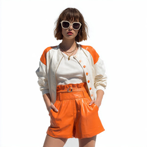 Fashionable Outerwear <b>Leather</b> <b>Shorts</b> <b>Women</b> OEM PU <b>Leather</b> Cargo <b>Shorts</b> Ladies Street Outerwear <b>Leather</b> <b>Shorts</b> <b>Women's</b> - Product Image 4