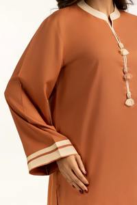 Robes en tissu pour femmes 2025, unies, col rond, manches longues, longueur genou, coupe trapèze, décontractées, respirantes, écologiques, lavables, brodées - Product Image 4