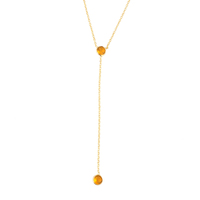 Personnalisé élégant minimaliste rond multi pierre citrine quartz délicat collier goutte plaqué or y lariat collier cadeau d'anniversaire
