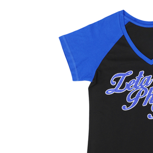 Zeta phi Beta เสื้อยืดคอกลมแขนแร็กแลนสีดำและสีฟ้าเสื้อผ้าลำลองผ้าฝ้ายนุ่มใส่สบาย - Product Image 2