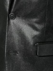 Blazer de sport en cuir d'agneau véritable avec fermeture à boutons classique pour hommes - Product Image 5