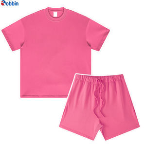 Conjunto de Camiseta y Pantalones Cortos de Algodón de Alta Calidad, Estilo Holgado con Hombros Caídos, Unisex, con Logotipo Personalizado, Ropa Deportiva para Mujer, Conjunto de 2 Piezas - Product Image 4