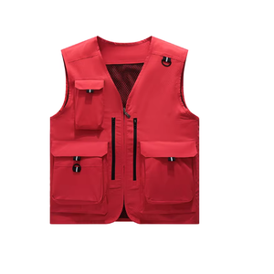 Haute qualité en plein air hommes chasse gilet matériel 100% Polyester tissu fermeture à glissière poches avant gilets pour hommes - Product Image 3