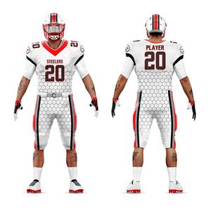 Venta al por mayor de uniformes de fútbol americano por encargo directo de fábrica transpirable cómodo duradero camisetas y pantalones para deportes - Product Image 4