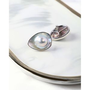 Natural Mabe <b>Pearl</b> <b>Earrings</b>-Elegant Genuine <b>Pearl</b> Studs - Product Image 2