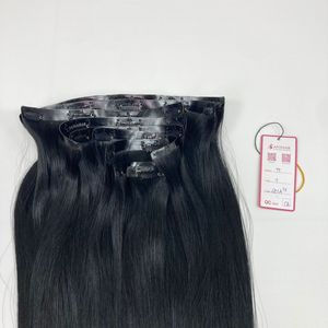 Extensions de cheveux vietnamiennes alignées sur les cuticules vierges de luxe 100% Clip sans couture de vague droite noir jais de 20 pouces - Product Image 4