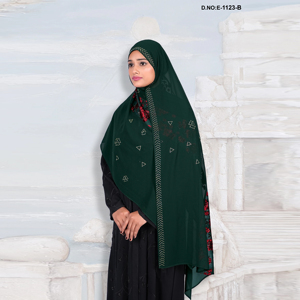Hiyab de Diseño para Mujer en Georgette con Paneles Decorativos de Terciopelo Suave para un Estilo Elegante en Eventos Festivos y Nocturnos - Product Image 3