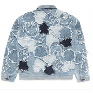 Chaqueta Vaquera de Mezclilla para Hombre, Nueva, Recubierta, Estilo Vintage, Ajustada, con Agujeros Rotos, Estilo Hip Hop, Informal, Color Sólido, Impermeable, de Viscosa - Product Image 6