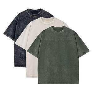 T-shirts surdimensionnés pour hommes T-shirts graphiques vintage lavés à la pierre Chemises en coton épais Coupe ample T-shirts décontractés Style - Product Image 1