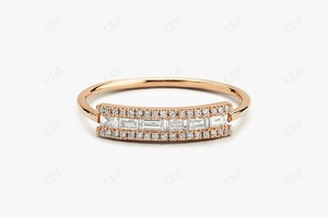 Anillo de compromiso pequeño de oro sólido de 18K para mujer, sortija de boda con corte de Baguette, delicado, Simple, ajuste de barra, elegante, regalo - Product Image 3