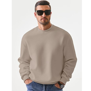 Men's Loose Fit Solid Colour Round Neck Sweatshirt With Long Sleeves Custom Factory Print Fabric Pullovers for Foreign Trade - Product Image 3