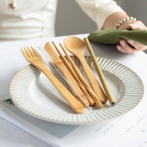 Utensilios de bambú con logotipo personalizado, juego de utensilios naturales de la mejor calidad, cubiertos de madera con cuchara y tenedor - Product Image 4