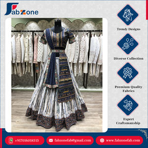 ผ้าฝ้ายเย็บเต็มตัวสีฟ้ารอยัลแบบดั้งเดิมคุณภาพระดับพรีเมี่ยมสามารถแนบ lehenga choli กับ dupatta สำหรับงานแต่งงาน - Product Image 3