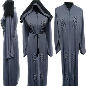 Abaya de prière luxueuse en soie grise, faite à la main, anti-rides, à manches longues, pour femmes, vêtements et accessoires musulmans traditionnels - Product Image 1