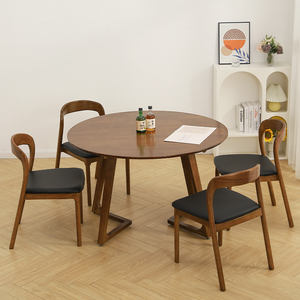 طاولة طعام دائرية من الخشب الصلب لعام 2026 مع 6 كراسي طعام، تصميم عصري متين قابل للتمديد، أثاث لغرفة الطعام المنزلية - Product Image 2