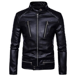 Chaqueta de Cuero con Logotipo Personalizado de Moda, Chaqueta de Motociclista Unisex con Cremallera Asimétrica Negra, Alta Demanda - Product Image 5