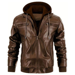 Chaqueta de Cuero con Capucha Personalizada, Chaqueta de Cuero con Capucha Duradera de Alta Calidad, Perfecta para el Estilo Diario Urbano - Product Image 3
