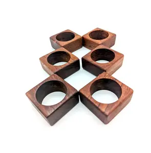 Porte-serviette carré en bois décoration de table de mariage au meilleur prix personnaliser emballage et expédition rapide - Product Image 1