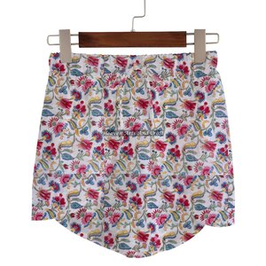 Nouveaux shorts mini enveloppants pour femme à taille élastique et coupe ample, en tissu délavé, style mode, pour le fitness, saison estivale, imprimé blocs - Product Image 3