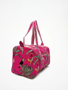 Sac de voyage week-end de luxe imprimé à la main en tissu indéformable, écologique, avec fermeture éclair, grande capacité, fabriqué au Rajasthan - Product Image 6