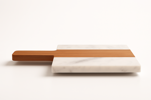 เขียงทรงสี่เหลี่ยมไม้อะคาเซียและหินอ่อนพร้อมที่จับบอร์ดชีสหรูหราอุปกรณ์ตกแต่งห้องครัว - Product Image 2