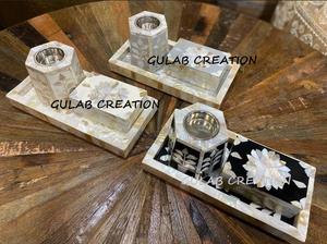 Ensemble Bakhoor de Luxe avec Incrustation de Nacre, Plateau Décoratif, Brûleur d'Encens Religieux, Boîte de Rangement pour Parfum d'Ambiance Arabe - Product Image 3