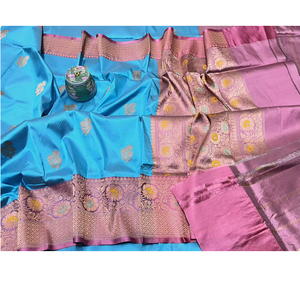 Sari en soie Katan Meenakari, design traditionnel élégant pour femmes, tissé à la main, finition luxueuse, Banaras, fête, toutes saisons - Product Image 5