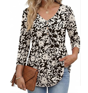 Blusas Tipo Babydoll con Mangas para Mujer, Camisas con Cuello en V y Peplum, Túnicas y Blusas Elegantes e Informales para Otoño - Product Image 3