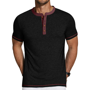 OEM Conception de logo personnalisé pour hommes 100% coton T-shirt gris clair col en O manches courtes respirant bouton côtelé grande taille couleur contrastée - Product Image 4