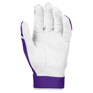 Guantes de Bateo de Cuero Blanco y Morado KATBROS INDUSTRY, Acolchados, con Cierre de Gancho y Bucle, Unisex, para Adultos, de Secado Rápido y Transpirables - Product Image 2